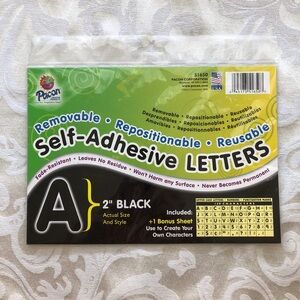 NWT Pacon Self-Adhesive Removable 2” Black Letters Set of 159